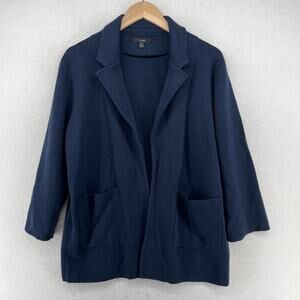 J.CREW Sweater Womens L Sophie Open Front Blazer Cardigan Merino Wool Blend Blue